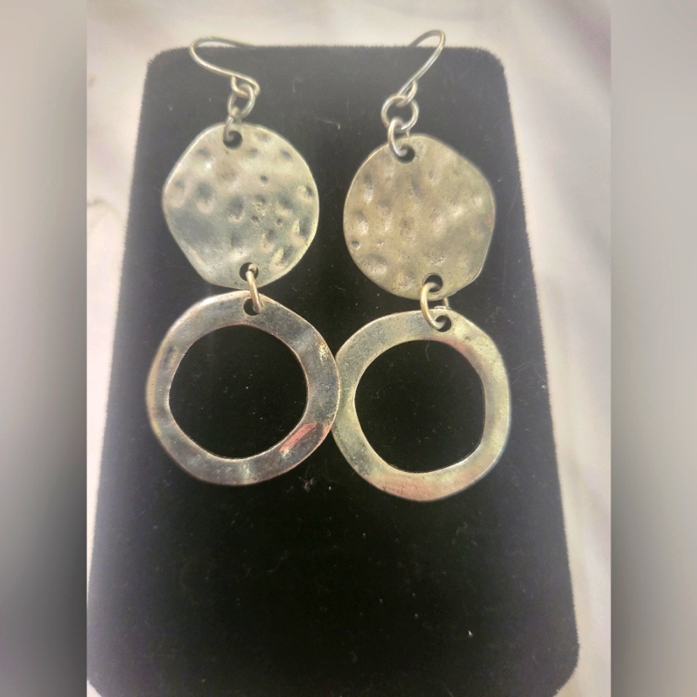 Hammered Silver Dangle Earrings